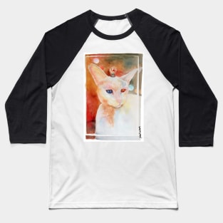 Birthday Watercolor Cat Baseball T-Shirt